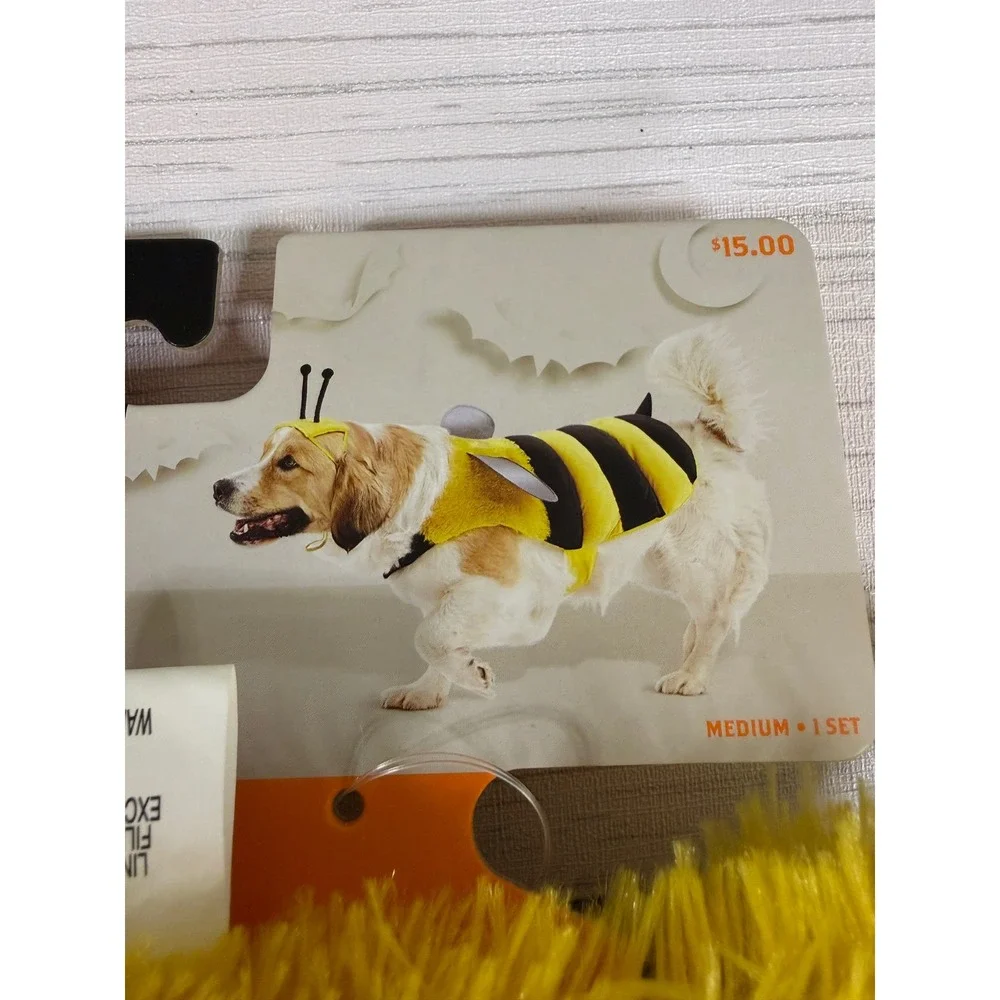Hyde and EEK Boutique Bumble Bee Pet Costume Medium Vest Reflective Wings New